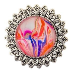 Hand Crafted Brooch Multicolor Fluid Art by Svetlana Yeung
